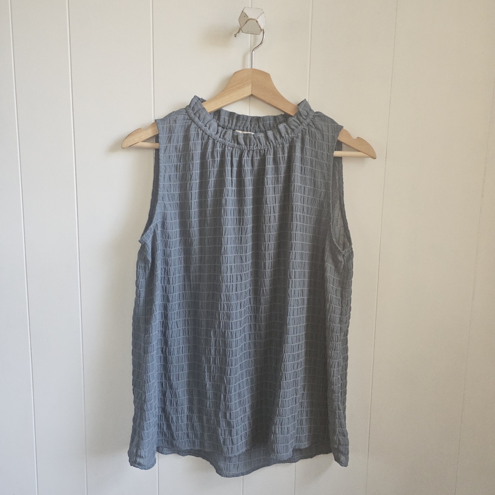 ☆ LOFT Steel Blue Smocked Blouse